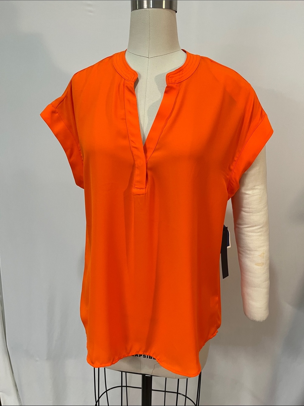 Cynthia Steffe Vibrant Orange Split-Neck Top